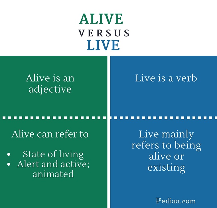 Difference Between Alive And Live Definition Grammatical Difference 