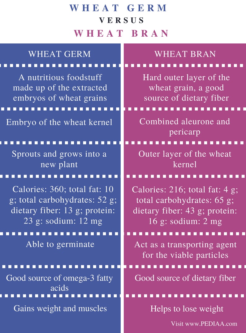 Difference Between Wheat Germ And Wheat Bran Pediaa Com