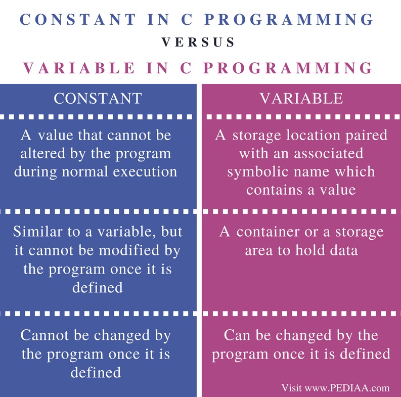 what are constants and variables examples of in programming