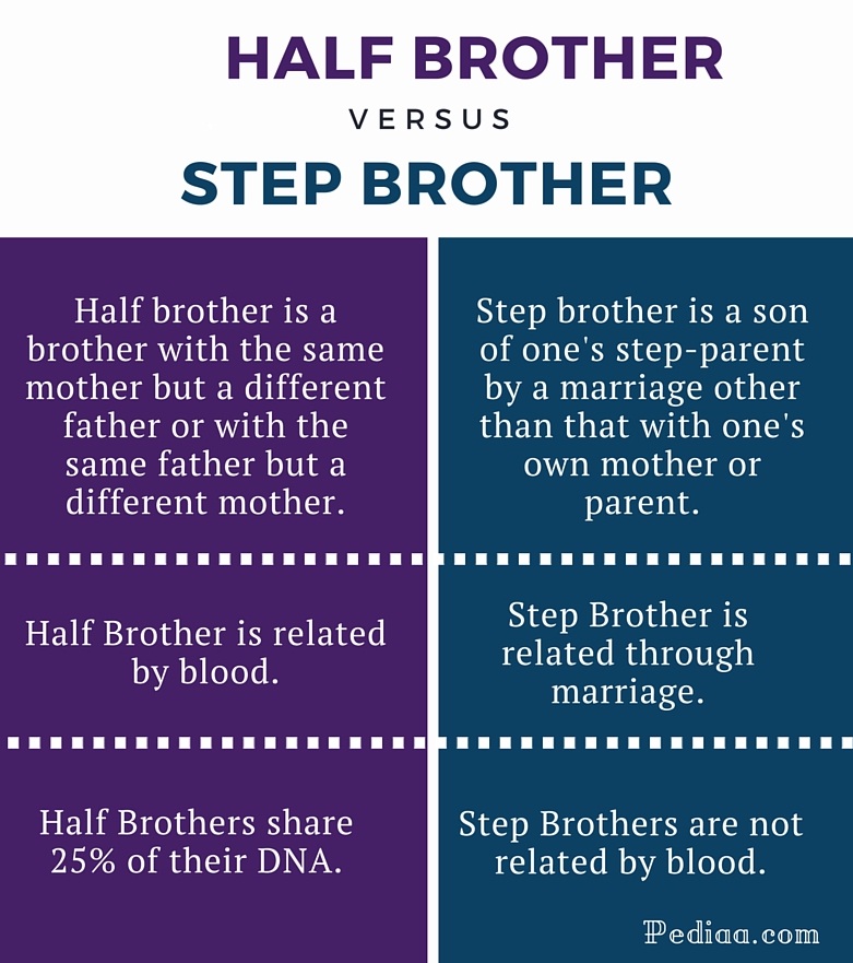 Difference Between Half Brother and Step Brother - infographic.