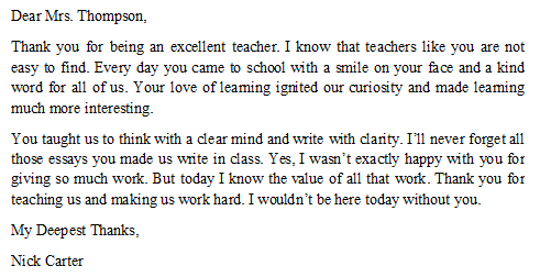 thank you essay to a teacher