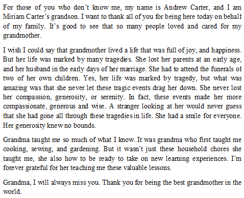 how to write a biography about my grandmother