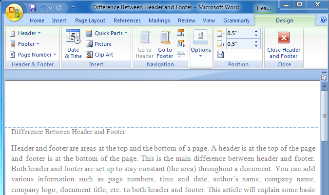 microsoft word different page numbers in header and footer