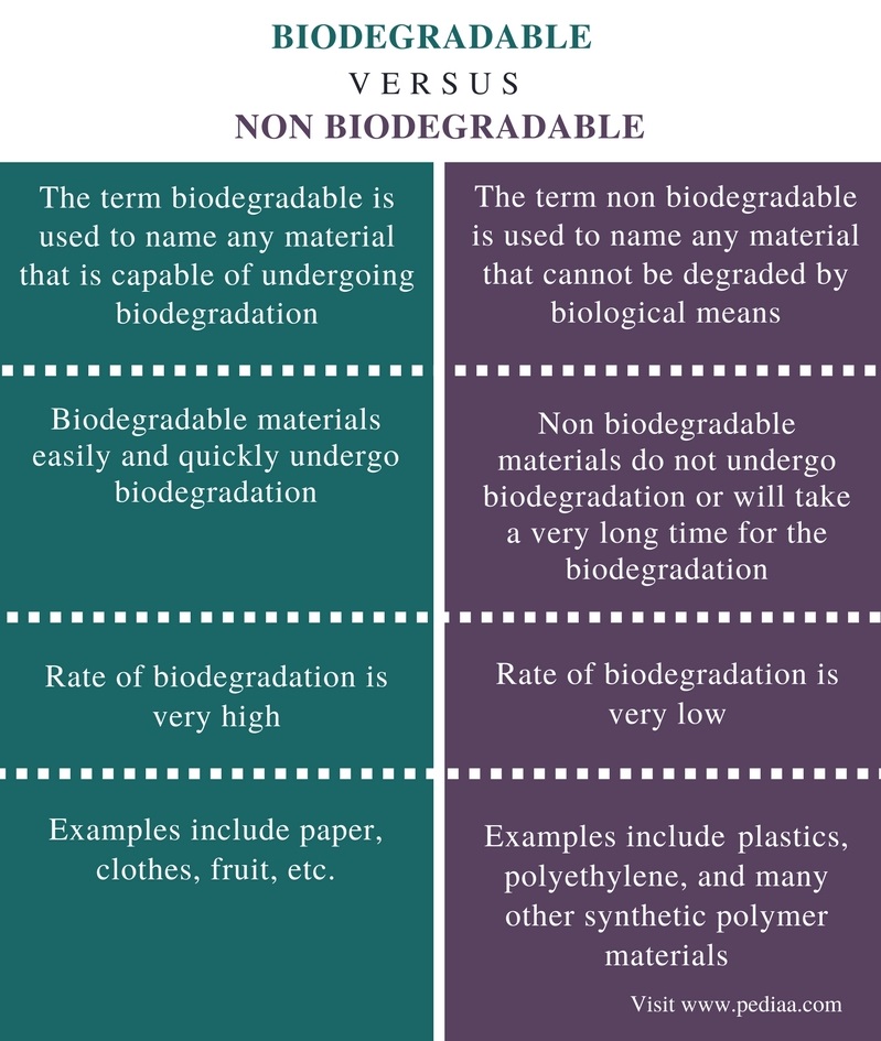 Difference Between Biodegradable and Non Biodegradable - Comparison Summary