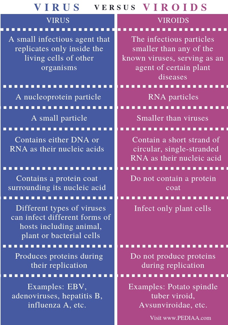 What Is The Difference Between Virus And Viroids - Pediaa.Com