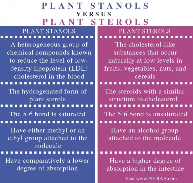 What Is The Difference Between Plant Stanols And Sterols Pediaacom