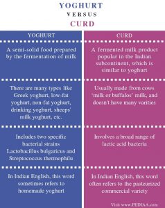 Difference Between Yoghurt And Curd - Pediaa.Com