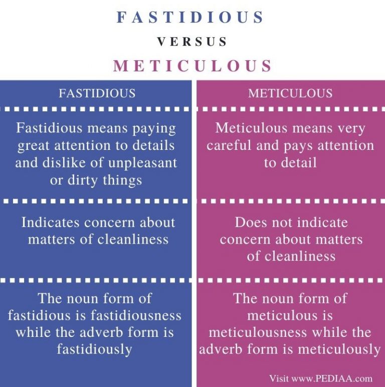 What is the Difference Between Fastidious and Meticulous - Pediaa.Com