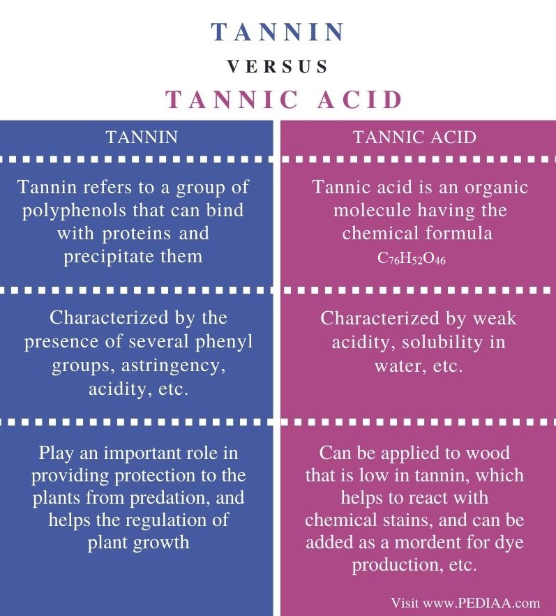 What is the Difference Between Tannin and Tannic Acid