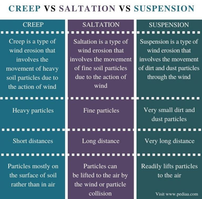 What is the Difference Between Creep Saltation and Suspension