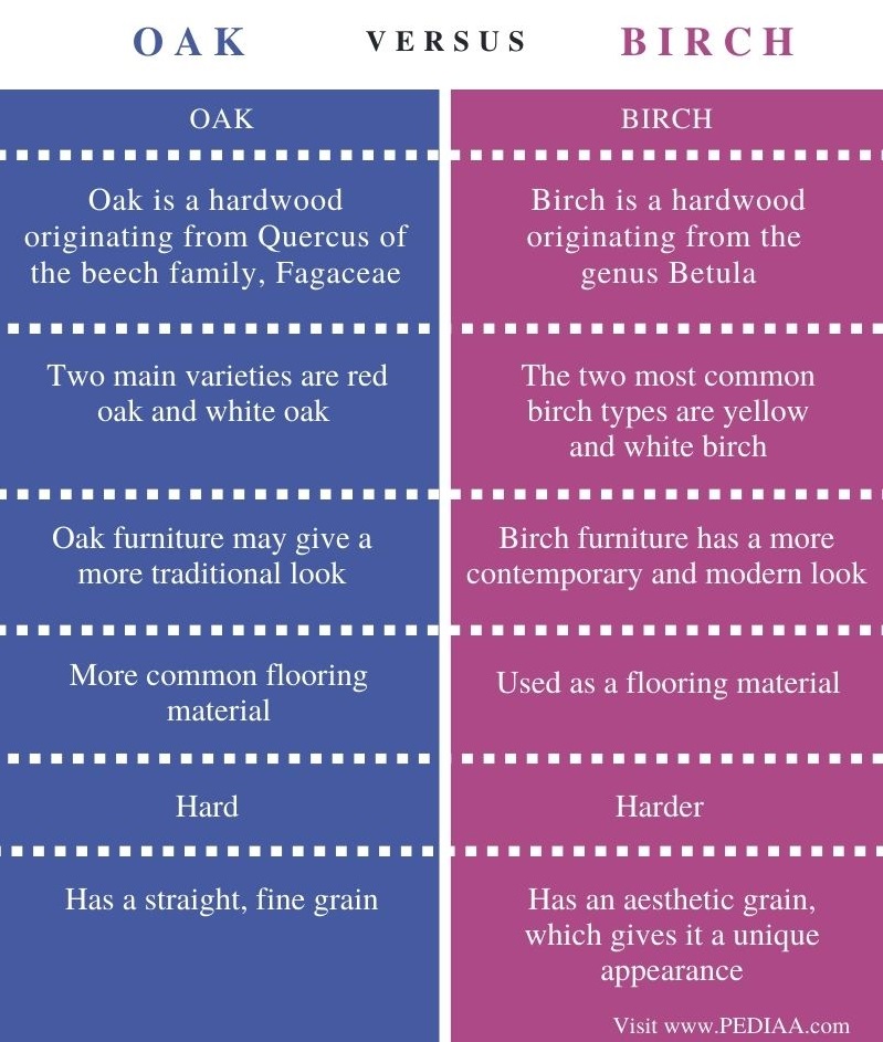 What Is The Difference Between Oak And Birch Pediaa Com What Is The Difference Between Oak And Birch Pediaa Com