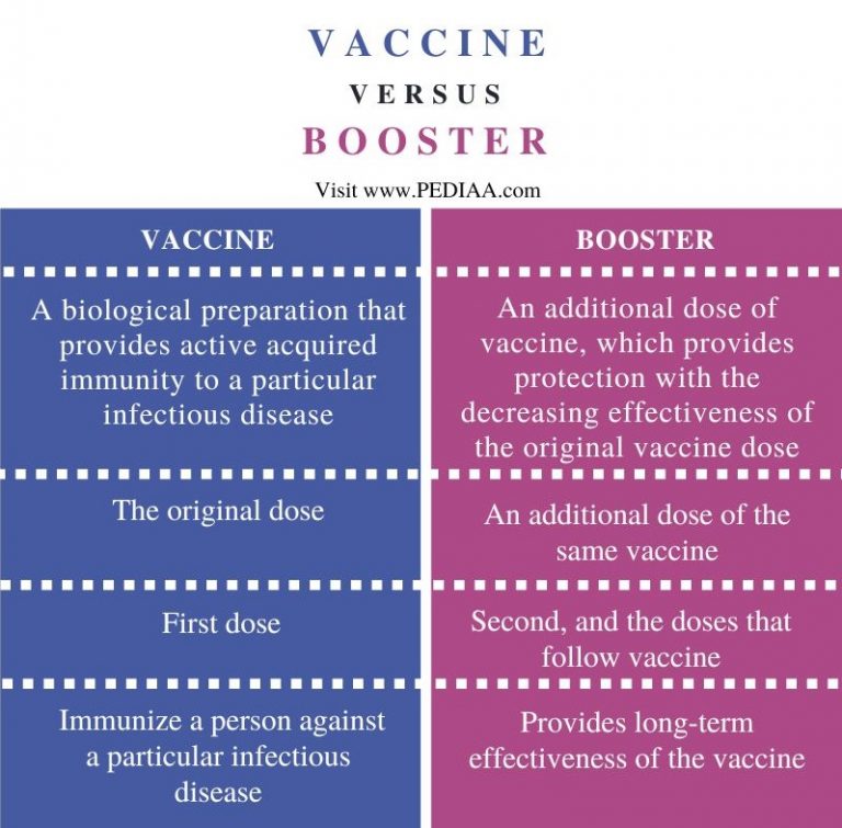 What Is The Difference Between Vaccine And Booster Pediaa Com   What Is The Difference Between Vaccine And Booster Comparison Summary 768x755 